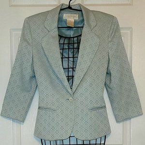 Lucy Pereda Sky Blue Jacquard Blazer Size 8